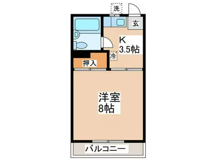 上原ビル(1K/2階)の間取り写真