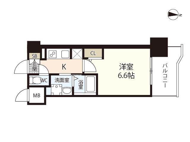 S-RESIDENCE国泰寺町一丁目(1K/11階)の間取り写真