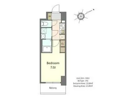 S-RESIDENCE堺浜寺AXIAL(1K/3階)の間取り写真