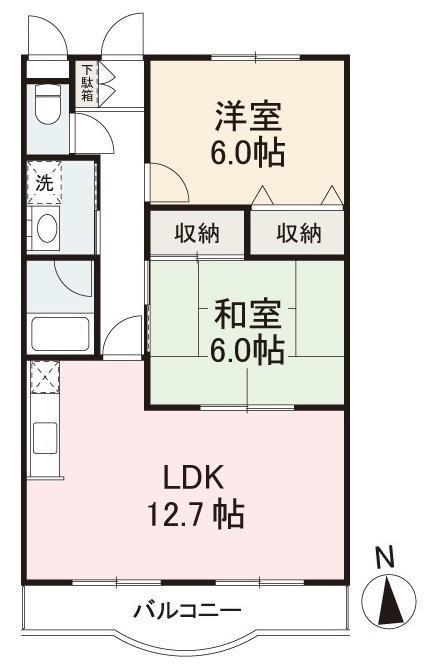 ブリリアント黒川(2LDK/1階)の間取り写真