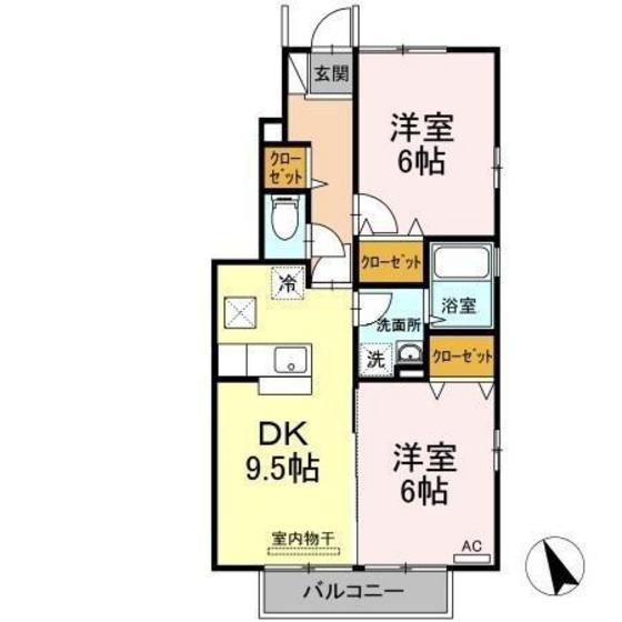ビューテラス山本(2DK/1階)の間取り写真