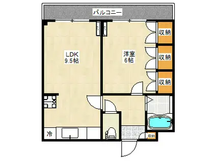 高津フジマンション(1LDK/4階)の間取り写真