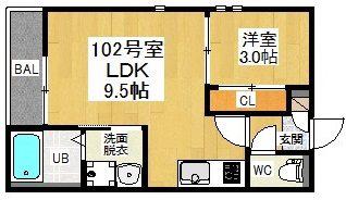 GRANDTIC ETINCELLE(1LDK/1階)の間取り写真