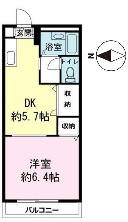 ヴィラソルデ(1DK/2階)の間取り写真