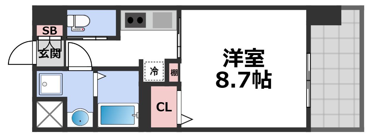 フォレストグレイス城東中央II(1K/9階)の間取り写真