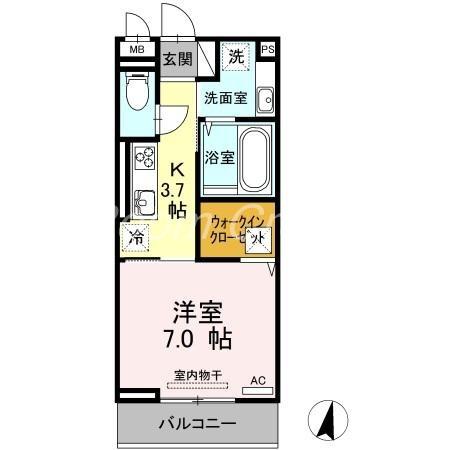 アイリーブ南佐古(1K/1階)の間取り写真
