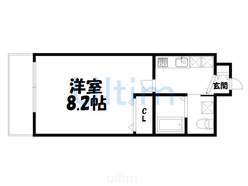 ワンモアハート円町(1K/5階)の間取り写真