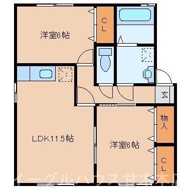 パストラルアルカディア B棟(2LDK/2階)の間取り写真