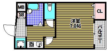 ルミエールS(1K/4階)の間取り写真