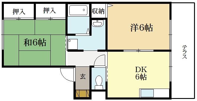 CASA竹風館(2DK/1階)の間取り写真