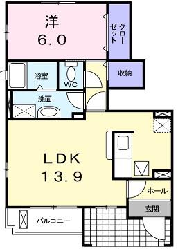エストリア(1LDK/1階)の間取り写真