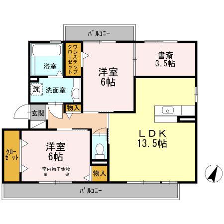 アーク小野(3LDK/2階)の間取り写真