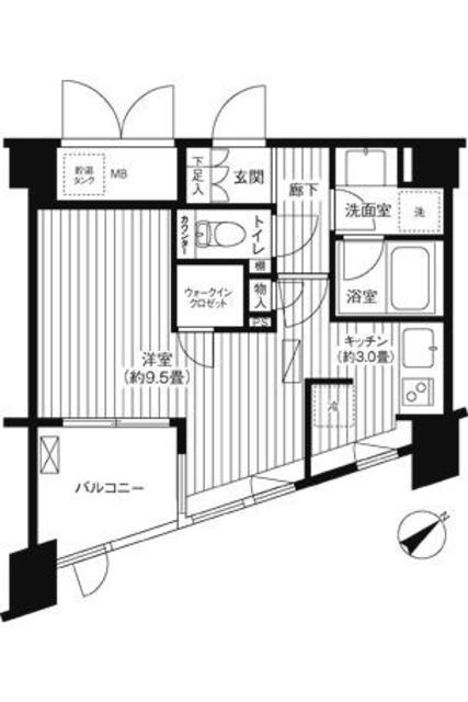 コスモリード新宿余丁町(ワンルーム/1階)の間取り写真