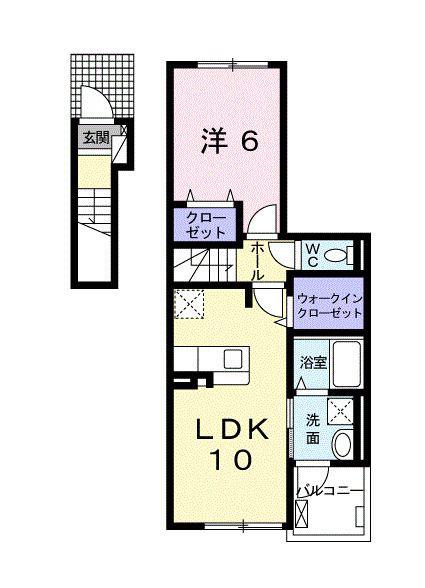 メゾン・ボヌール Ⅲ(1LDK/2階)の間取り写真