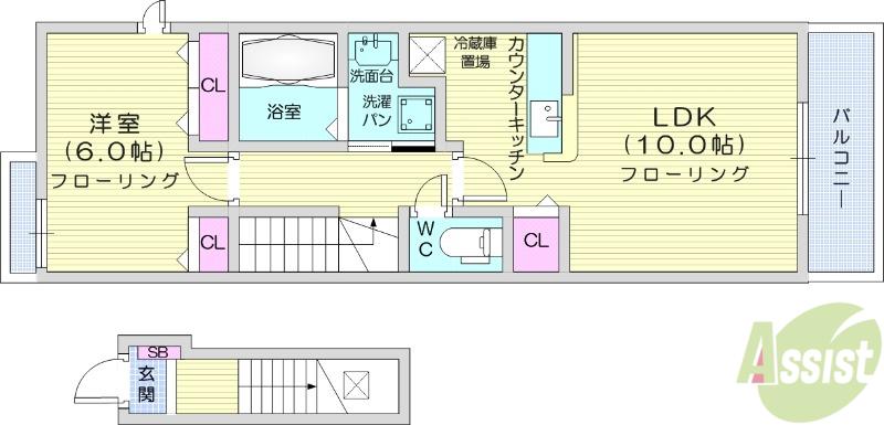 LA CANPANELLALA(1LDK/2階)の間取り写真