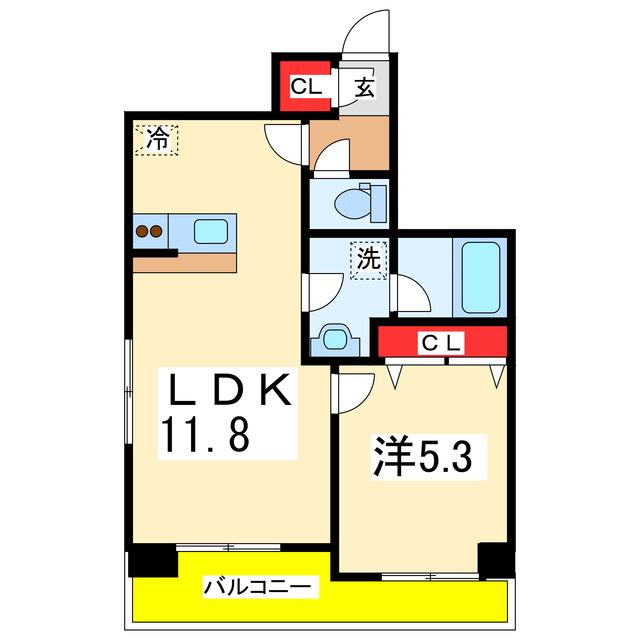オクト川端町(1LDK/4階)の間取り写真