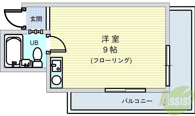 フロントリバー豊中(ワンルーム/3階)の間取り写真