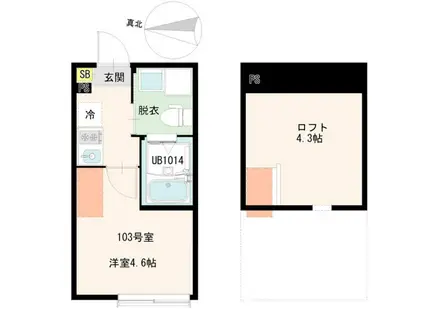 西野MTHレジデンス(ワンルーム/1階)の間取り写真