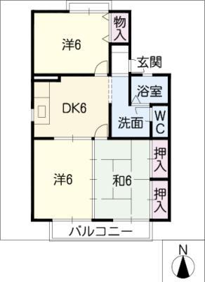 セジュール八代(3DK/2階)の間取り写真