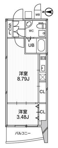 URBAN FLATS江坂(1LDK/6階)の間取り写真