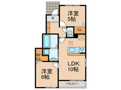 ヒールコートジェームス山(2LDK/1階)の間取り写真