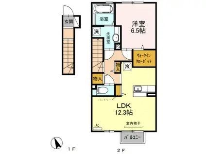 サンフローラ A(1LDK/2階)の間取り写真