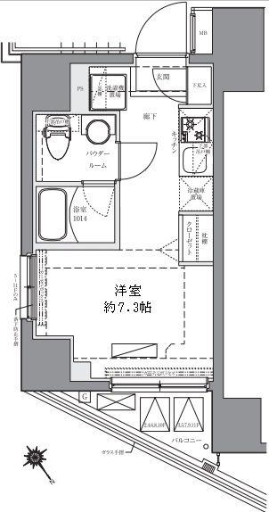 AZEST関内(1K/8階)の間取り写真