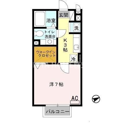 グランシャリオII B(1K/2階)の間取り写真