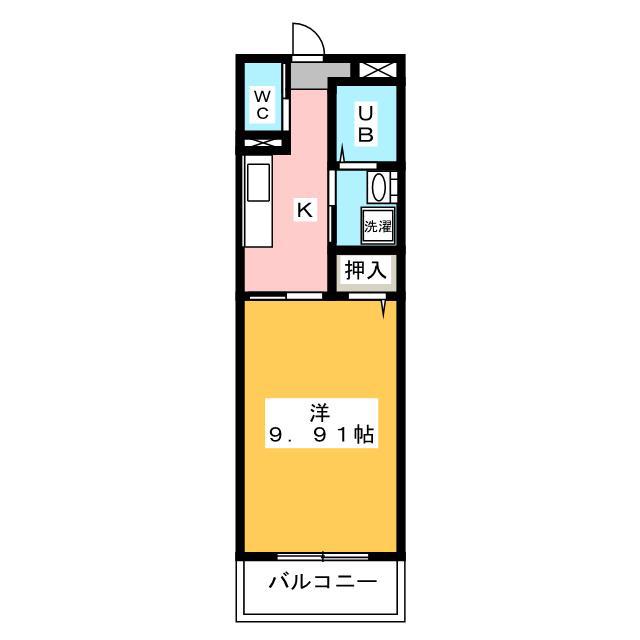 SKビル(1K/2階)の間取り写真