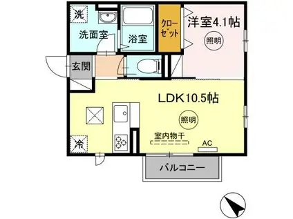 トレス若園館(1LDK/1階)の間取り写真