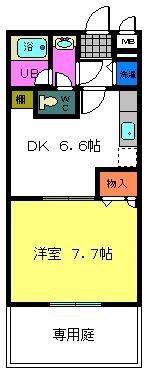 セゾン湊(1DK/1階)の間取り写真