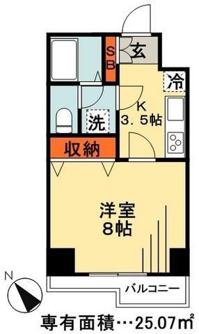 アグレ本八幡(1K/5階)の間取り写真