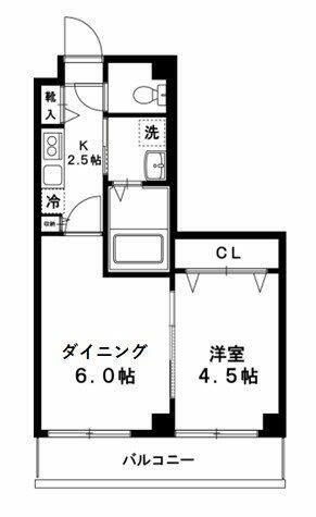 2NDブレスト(1DK/2階)の間取り写真