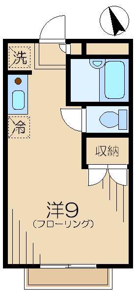 きんもくせいハイム(ワンルーム/1階)の間取り写真
