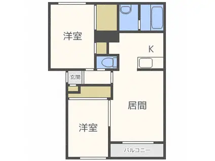  シルスI (2LDK/2階)の間取り写真