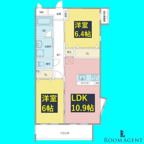 プロビデンス杁中(2LDK/1階)の間取り写真