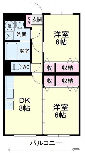 BM156(2DK/2階)の間取り写真