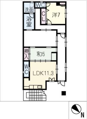 和晃愛宕ビル1 3F(2LDK/3階)の間取り写真
