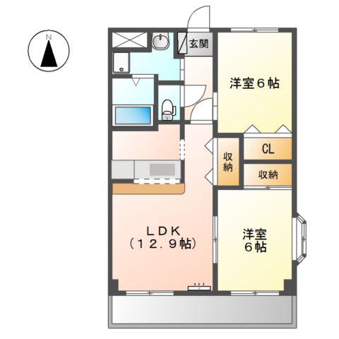 ピュアエクセル(2LDK/3階)の間取り写真