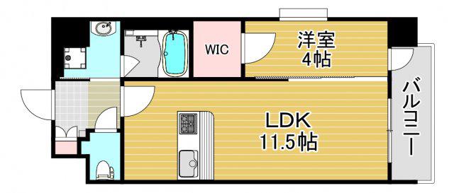 スプランディッド中之島DUE(1LDK/7階)の間取り写真