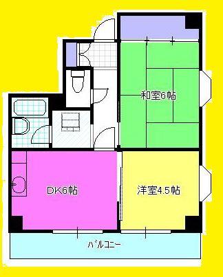 ヴィラ相模原(2DK/3階)の間取り写真