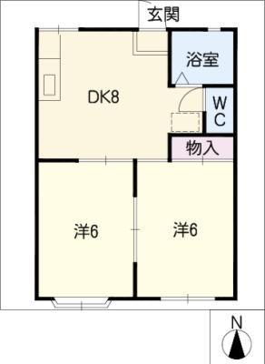 ふぁみいる星宮(2DK/1階)の間取り写真