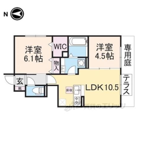 アリジェンス(2LDK/1階)の間取り写真