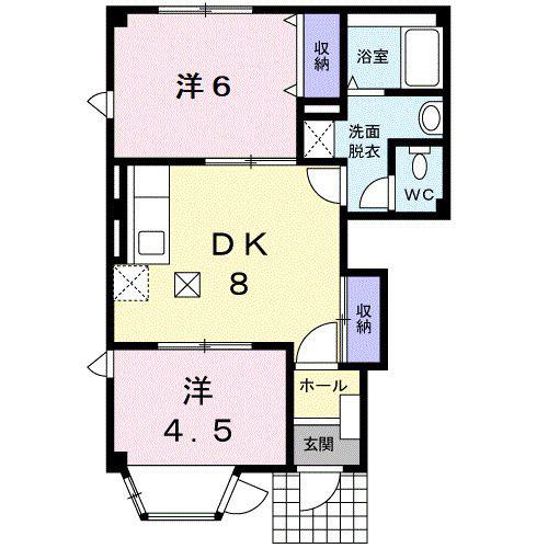 プレミール・メゾン沖代I(2DK/1階)の間取り写真