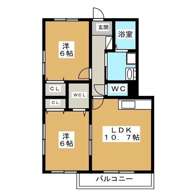 プランドール302(2LDK/3階)の間取り写真