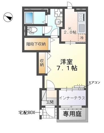 グランアサヒ(1K/1階)の間取り写真