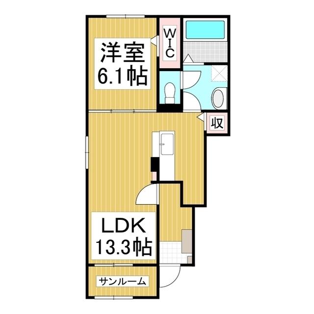 オンザロード B(1LDK/1階)の間取り写真