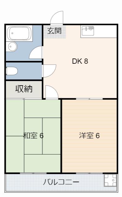 コーポ寄住(2DK/1階)の間取り写真