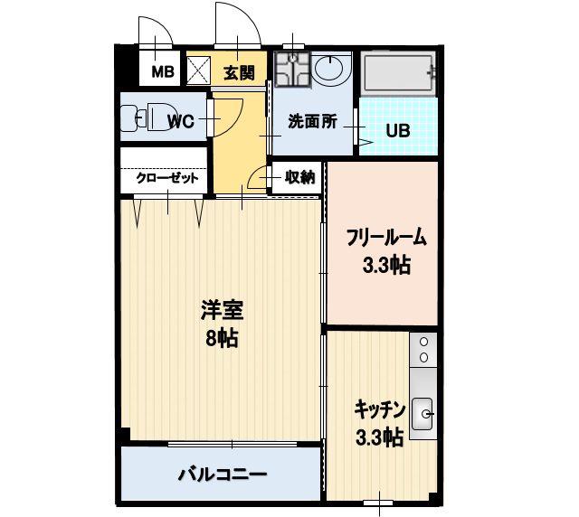 OPAくりの木2(1SK/2階)の間取り写真
