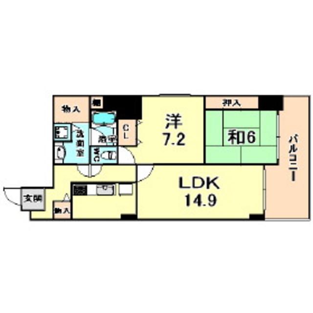 ラヴィーダ西宮(2LDK/8階)の間取り写真